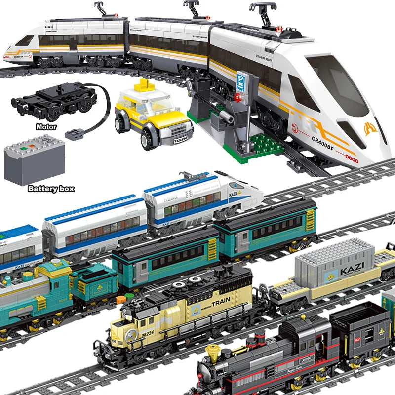 KAZI Kreatives Spielzeug-Set: Hochtechnische Stadtbahn-Station mit Schienen – Bild 4