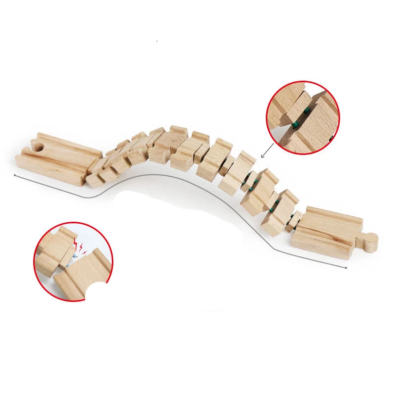 Holzschienen Set für Kinder: Gleise und Brücken Zubehör – 1pc Deformable track
