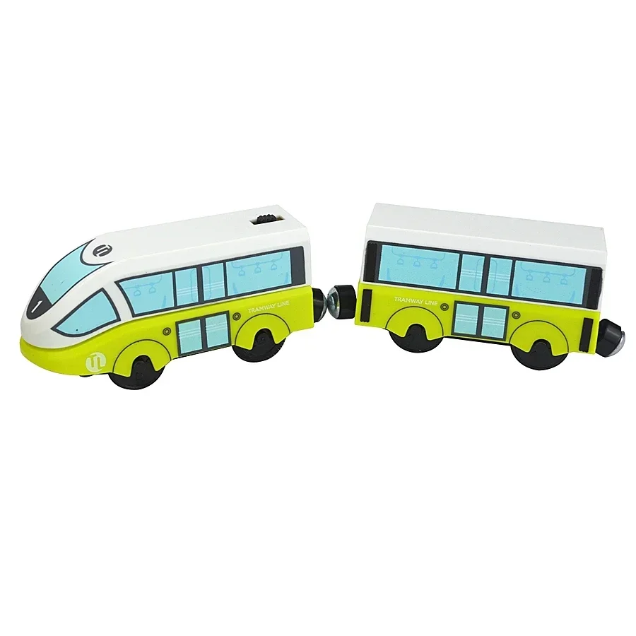 Magnetischer Holzspielzeugzug mit zwei Waggons für Kinder – A15