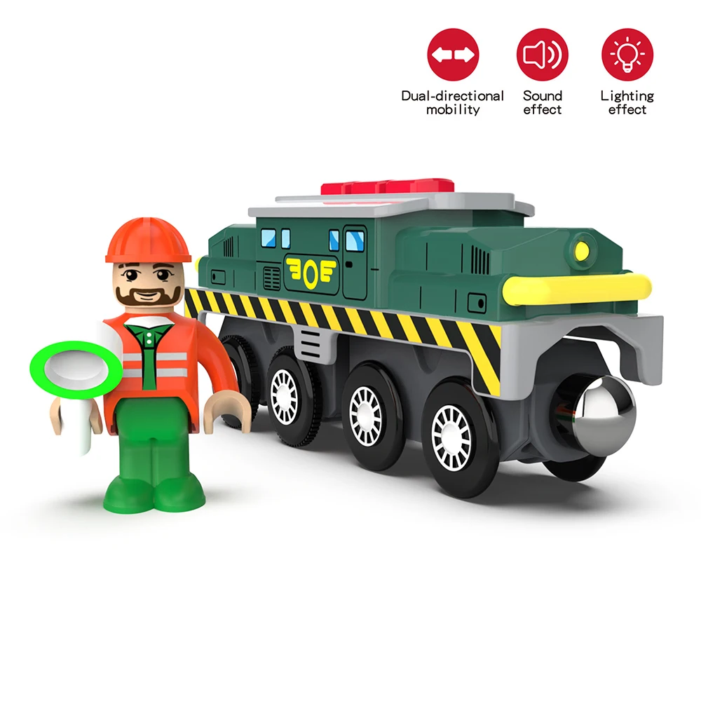 Magnetischer Holzspielzeugzug mit zwei Waggons für Kinder – NO.90308