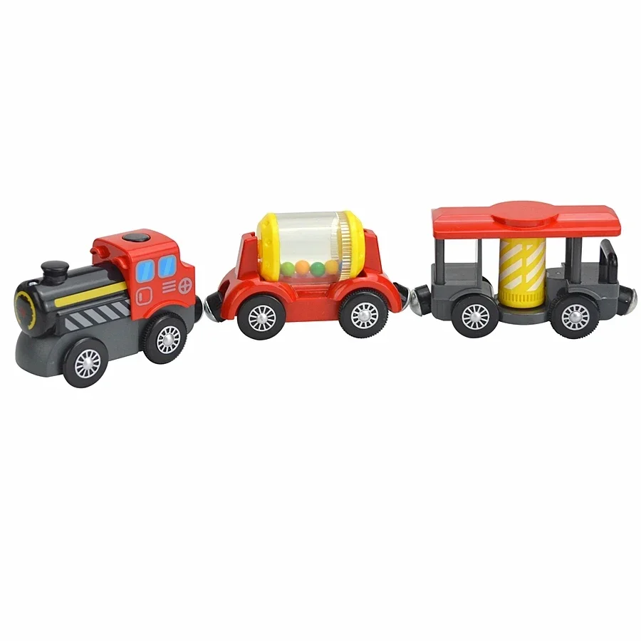 Magnetischer Holzspielzeugzug mit zwei Waggons für Kinder – A35