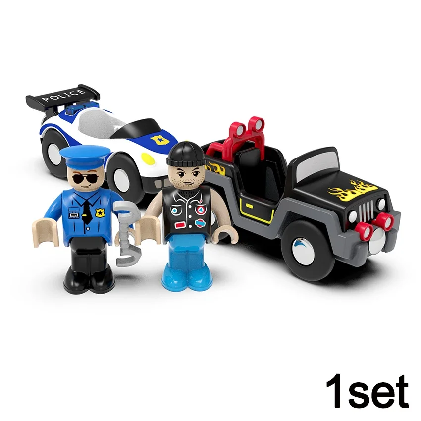 Magnetische Feuerwehrlok für Holzeisenbahntracks für Kinder – 90057-set