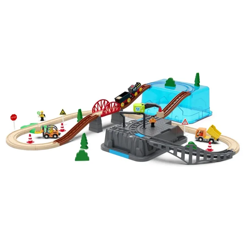 Elektrische Holz-Eisenbahnstrecke mit Magnetmodellwagen – Bild 5