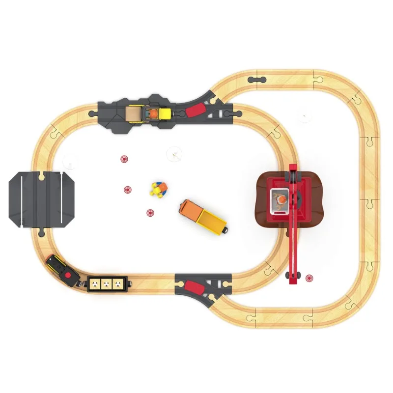 Elektrische Holz-Eisenbahnstrecke mit Magnetmodellwagen – Bild 2