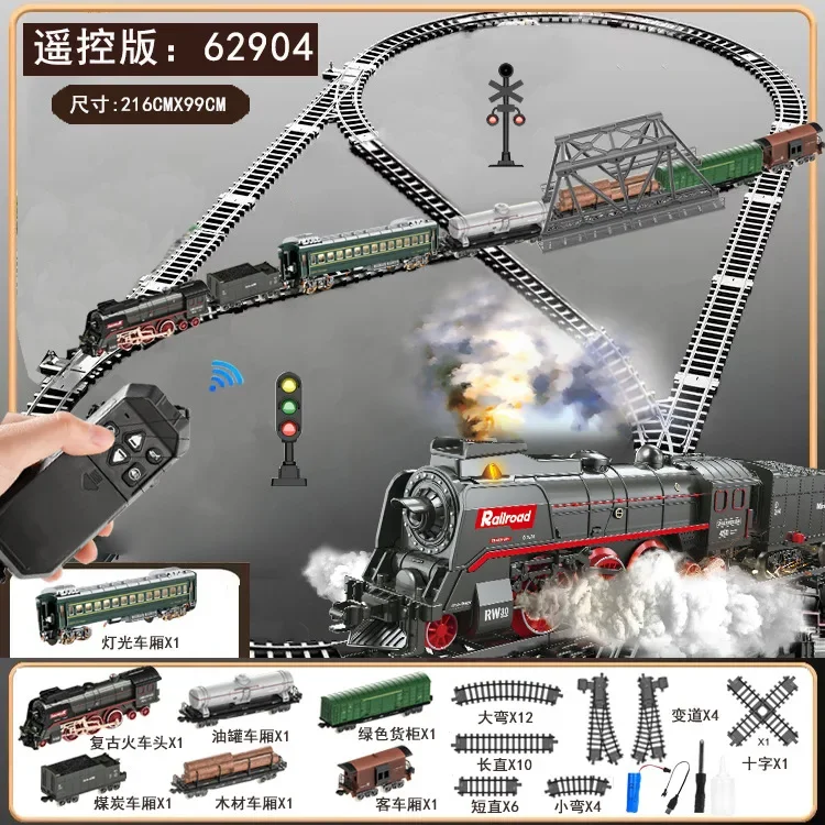 Fernbedienbares Retro-Dampflok-Eisenbahnsystem für Kinder – 62904