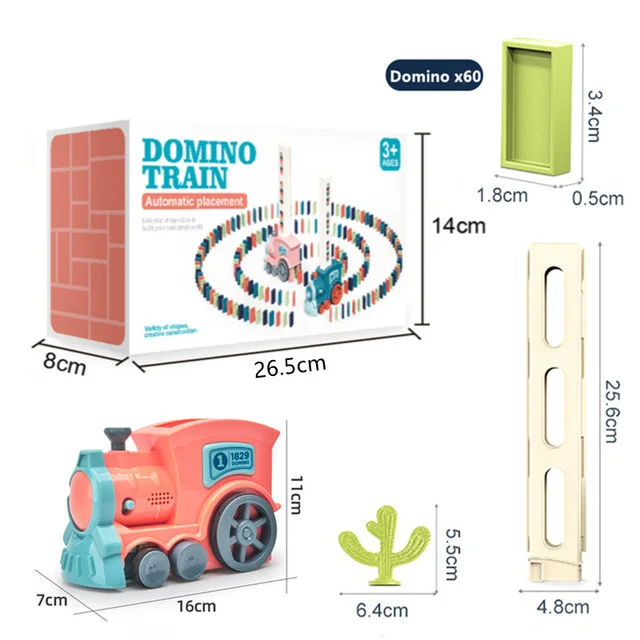 Bunter Domino-Zug mit Sound und Licht für Kinder – Pink with box