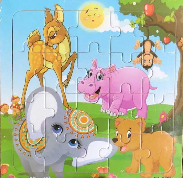 Neues 20-teiliges Holz 3D Puzzle mit lustigen Tierfahrzeugen für Kinder – Forest Animals