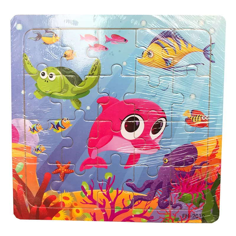Neues 20-teiliges Holz 3D Puzzle mit lustigen Tierfahrzeugen für Kinder – Ocean Creatures
