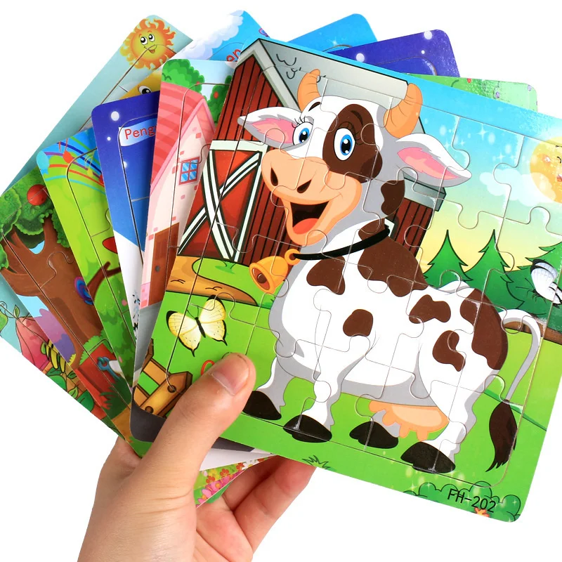 Neues 20-teiliges Holz 3D Puzzle mit lustigen Tierfahrzeugen für Kinder – Bild 4
