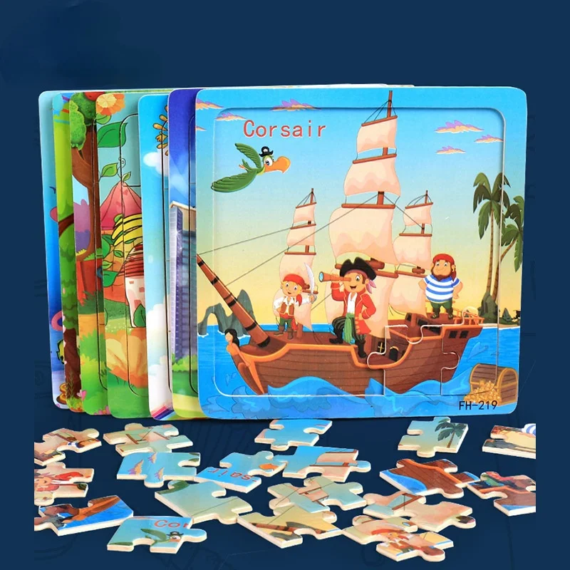 Neues 20-teiliges Holz 3D Puzzle mit lustigen Tierfahrzeugen für Kinder – Bild 3