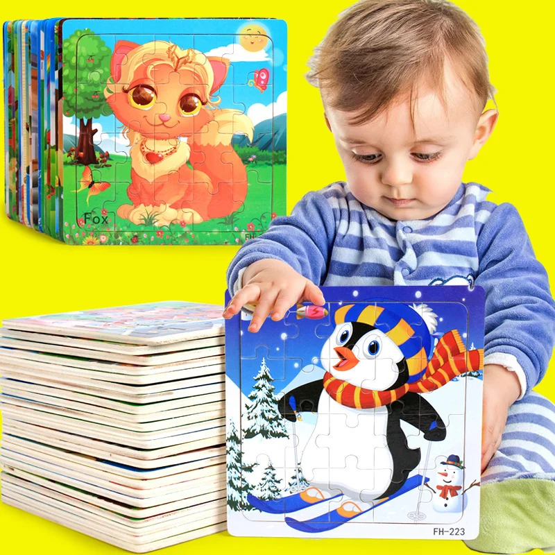 Neues 20-teiliges Holz 3D Puzzle mit lustigen Tierfahrzeugen für Kinder – Bild 2