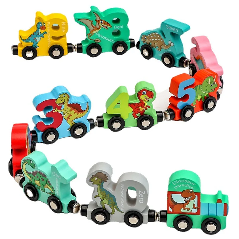 Magnetischer Holz-Dinosaurierzug mit Zahlen und Farben für Kinder – Magnetic Car A