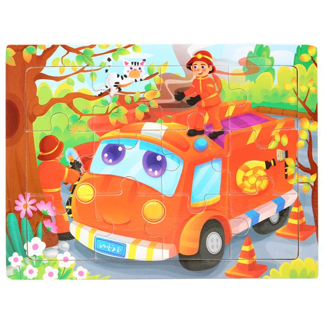 Montessori Holzpuzzle: 30-teiliges 3D Tier-Jigsaw für Kinder – Fire Truck