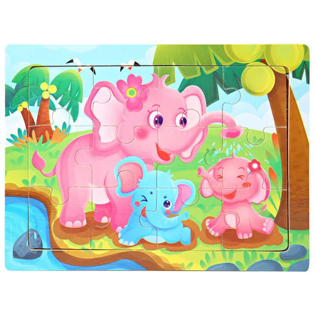 Montessori Holzpuzzle: 30-teiliges 3D Tier-Jigsaw für Kinder – elephant