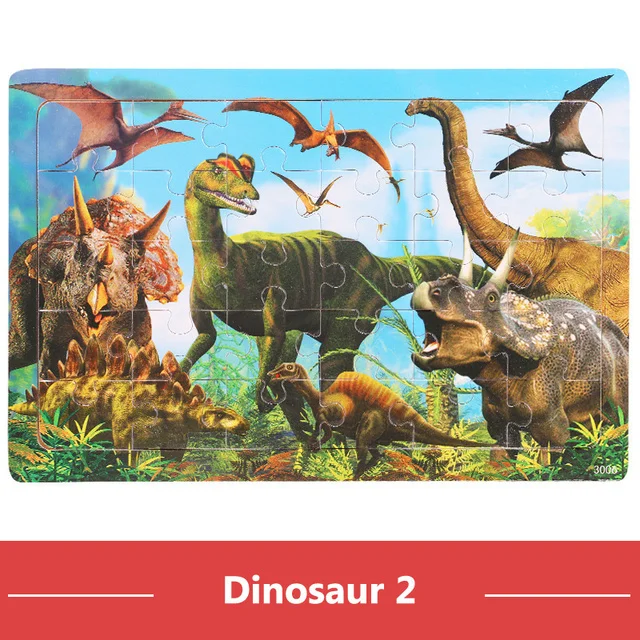Montessori Holzpuzzle: 30-teiliges 3D Tier-Jigsaw für Kinder – Dinosaur 2