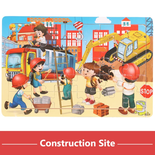 Montessori Holzpuzzle: 30-teiliges 3D Tier-Jigsaw für Kinder – Construction