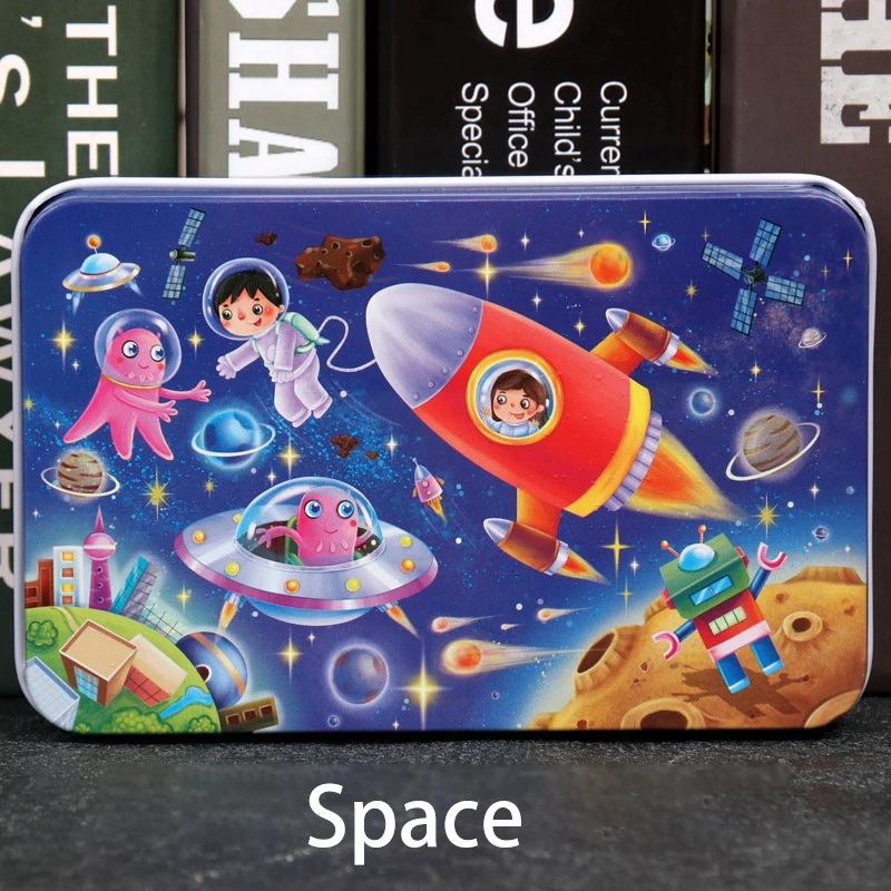 60-teiliges Kinderpuzzle mit Motiven von Tieren und Fahrzeugen – Space