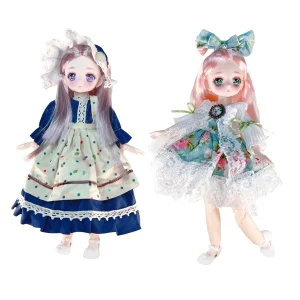 Wunderschöne Anime-BJD-Puppen für Mädchen mit Kleidern, 30 cm