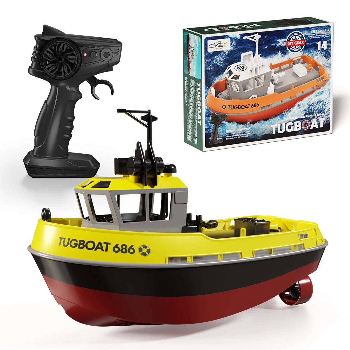 Kraftvoller Fernsteuerungsboot mit Dualmotor für Kinder  – Yellow