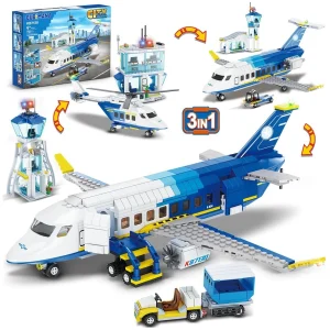 Städtisches Passagierflugzeug-Bauset: 3-in-1 Spielzeug für Kinder