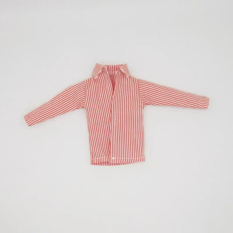 Handgemachte Blythe Puppenkleidung: Streifenbluse und Jeans-Set – Red Shirt , Blythe Size