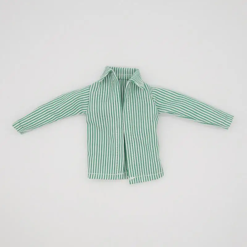 Handgemachte Blythe Puppenkleidung: Streifenbluse und Jeans-Set – Green Shirt , Blythe Size
