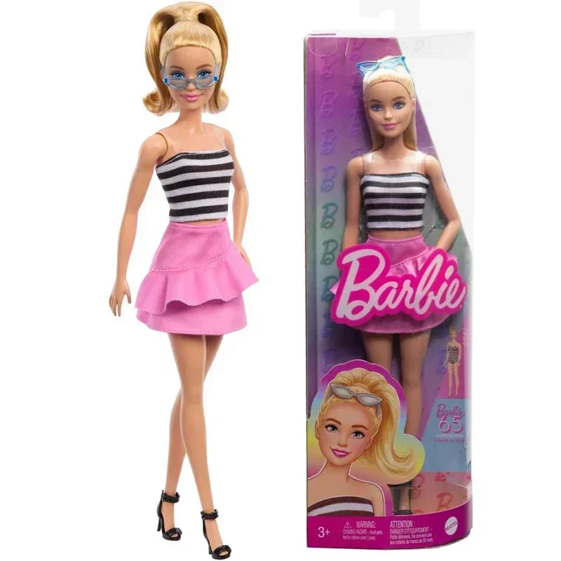 Original Barbie Fashionista Puppe mit Wellenhaaren und Gingham Kleid – HRH11