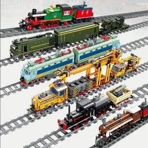 KAZI Kreatives Spielzeug-Set: Hochtechnische Stadtbahn-Station mit Schienen