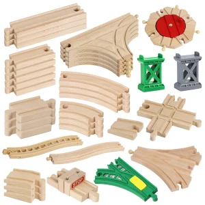 Holzschienen Set für Kinder: Gleise und Brücken Zubehör