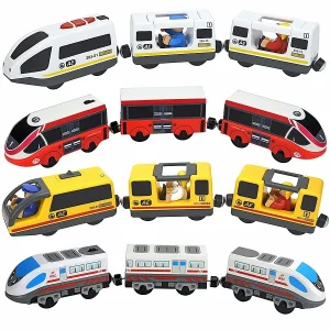 Magnetisches Holz-Eisenbahnspielzeugset für Kinder mit Lokomotive