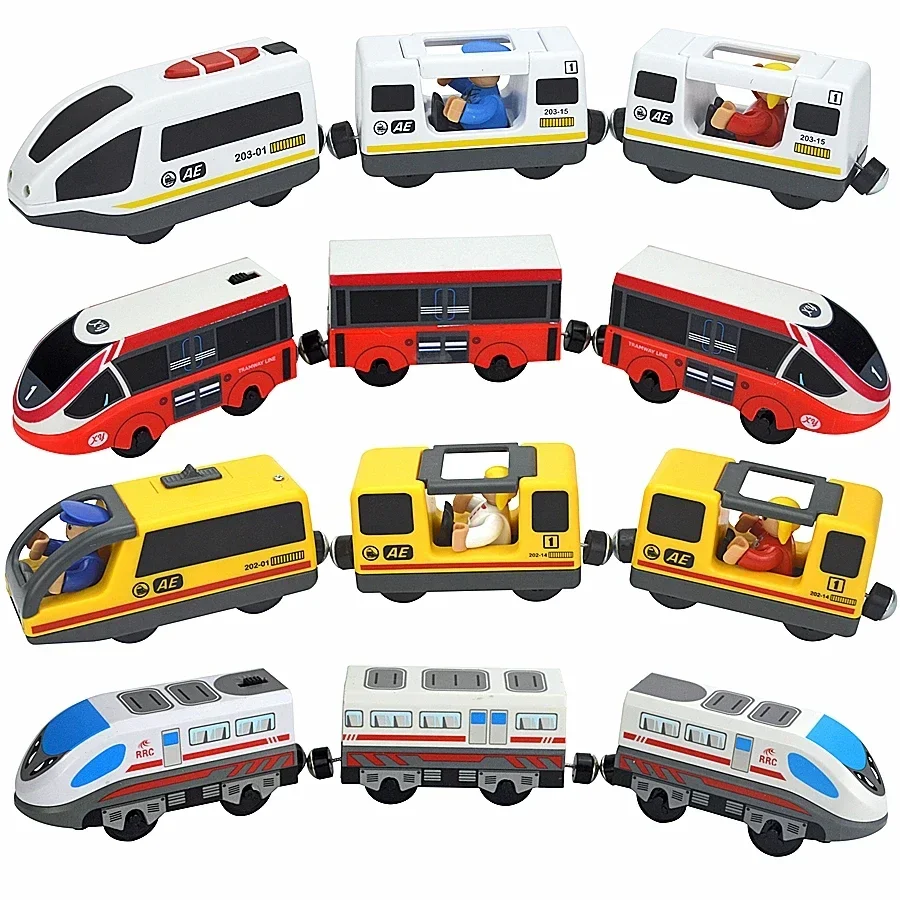 Magnetisches Holz-Eisenbahnspielzeugset für Kinder mit Lokomotive