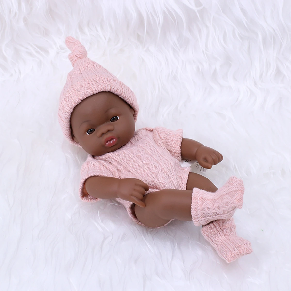 Niedliche 20cm große Black American Reborn Puppe zum Spielen – sweaterPK