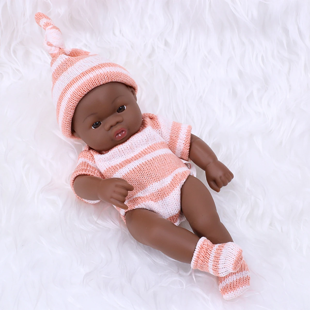 Niedliche 20cm große Black American Reborn Puppe zum Spielen – sweaterPKWH
