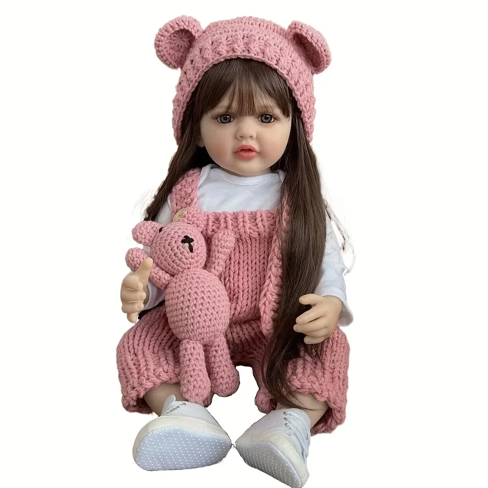 BZDOLL Lebensechte Reborn-Puppe aus weichem Silikon, 55 cm – 55cm 22inch , brown hair doll