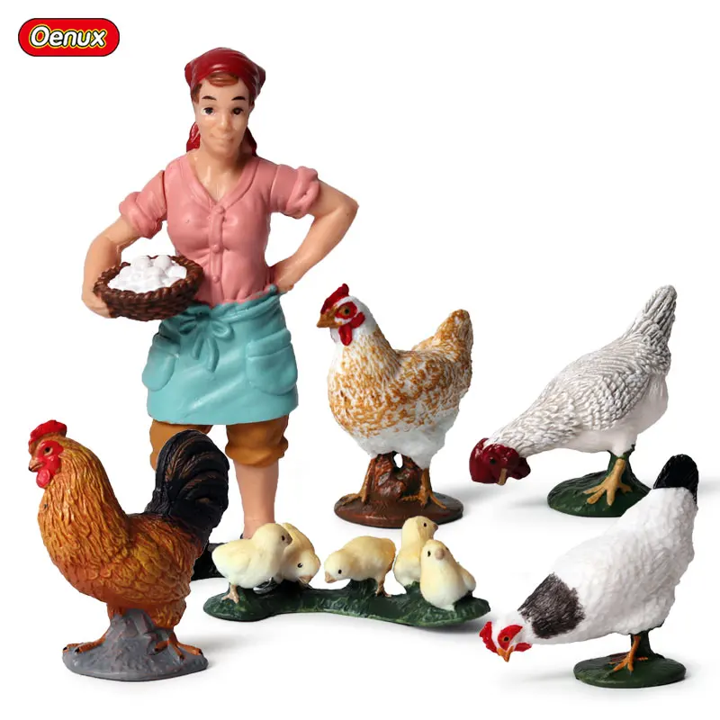 Oenux Bauernhof Modellfiguren Set mit niedlichen Tieren für Kinder – 6pcs