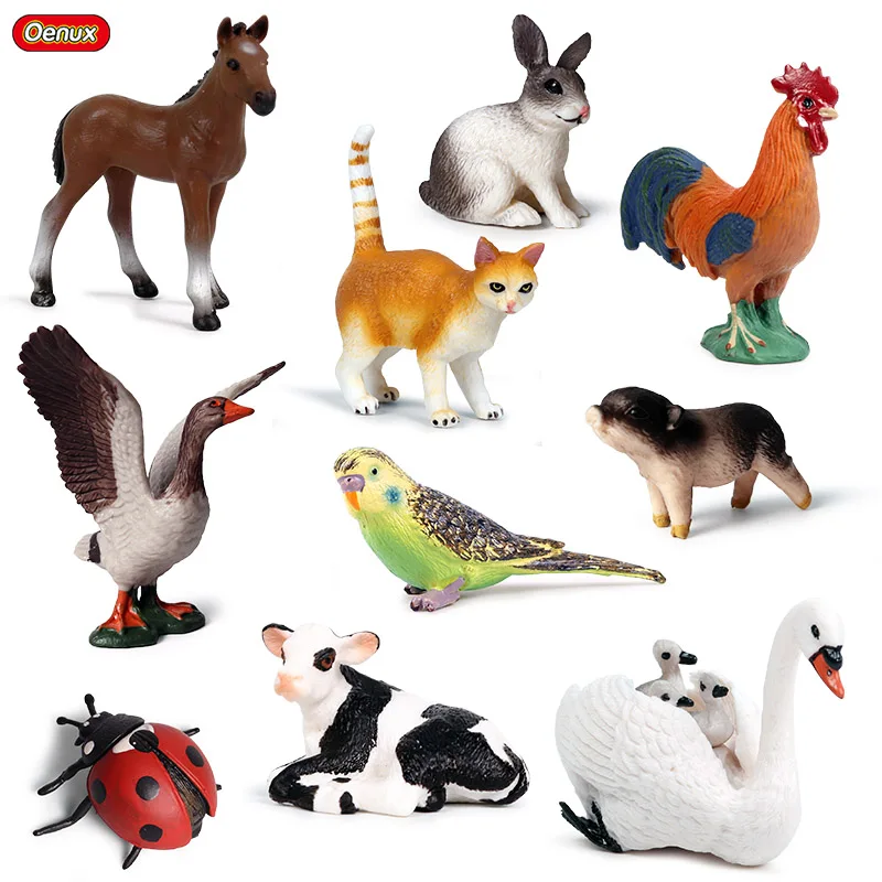 Oenux Bauernhof Modellfiguren Set mit niedlichen Tieren für Kinder – 10PCS