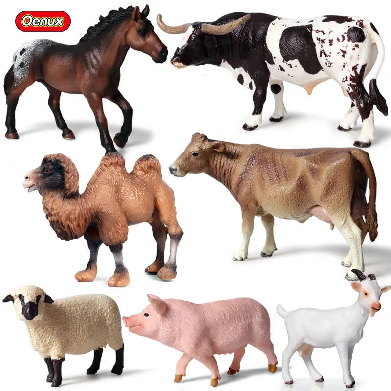 Oenux Bauernhof Modellfiguren Set mit niedlichen Tieren für Kinder – 7pcs