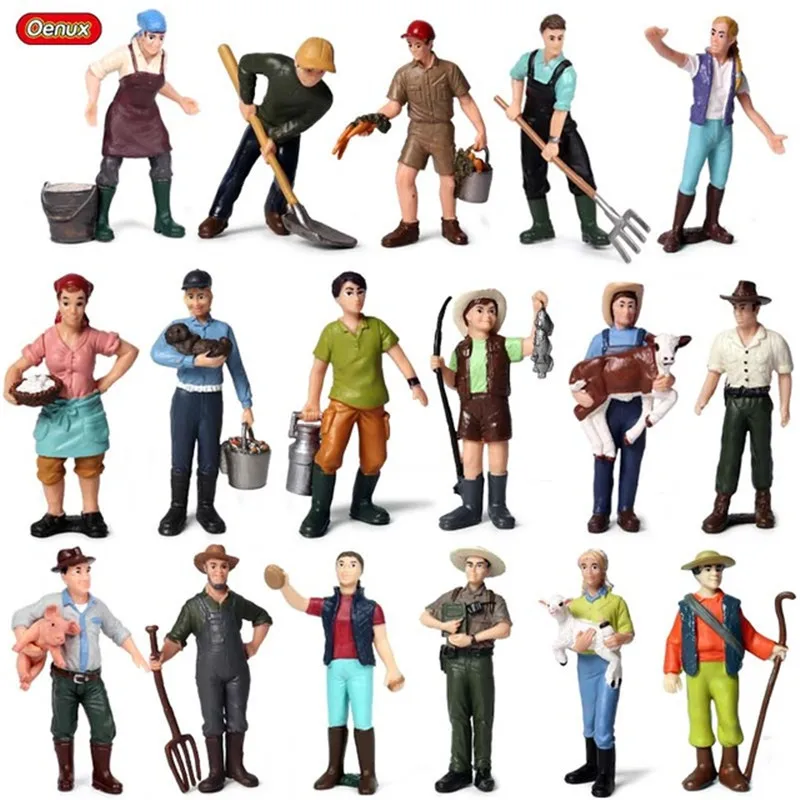 Oenux Bauernhof Modellfiguren Set mit niedlichen Tieren für Kinder – 17pcs