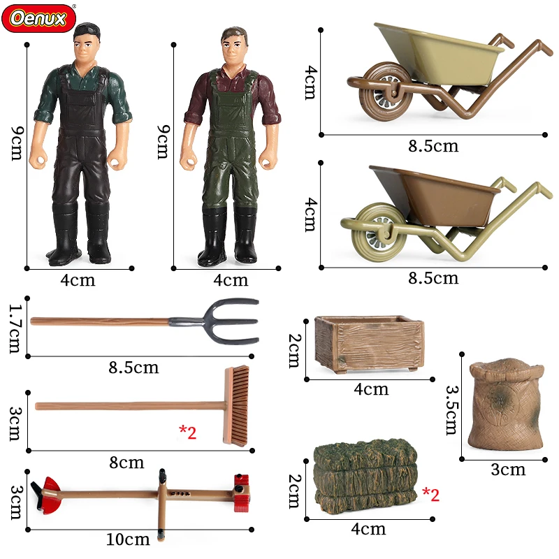 Oenux Bauernhof Modellfiguren Set mit niedlichen Tieren für Kinder – 12pcs