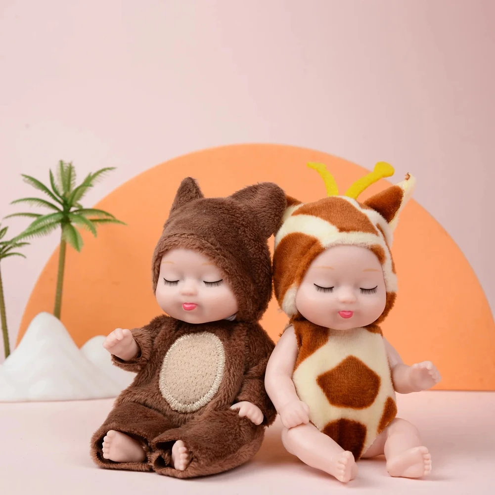 6-teiliges Set süßer Schlafbabypuppen im Tierdesign für Kinder – Bild 4
