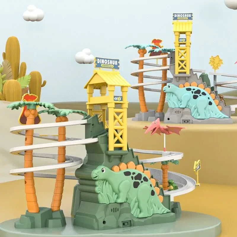 Dinosaurierspaß: Elektrische Doppelrutsche mit Kletterabenteuer für Kinder