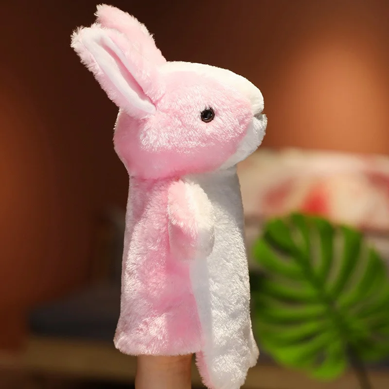 Kuschelige Handpuppen für Kinder – 13 verschiedene Tierfiguren – pink rabbit , 28cm