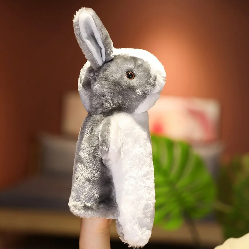 Kuschelige Handpuppen für Kinder – 13 verschiedene Tierfiguren – gray rabbit , 28cm