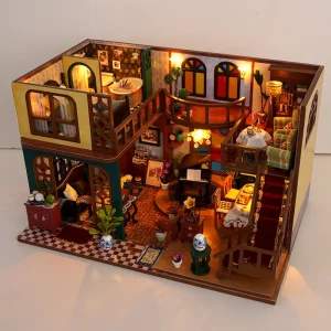 DIY Holzpuppenhaus mit Miniaturmöbeln für kreative Kinder