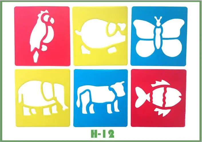 6-teiliges Set aus Plastik-Zeichenschablonen für Kinder – H 12 Pig