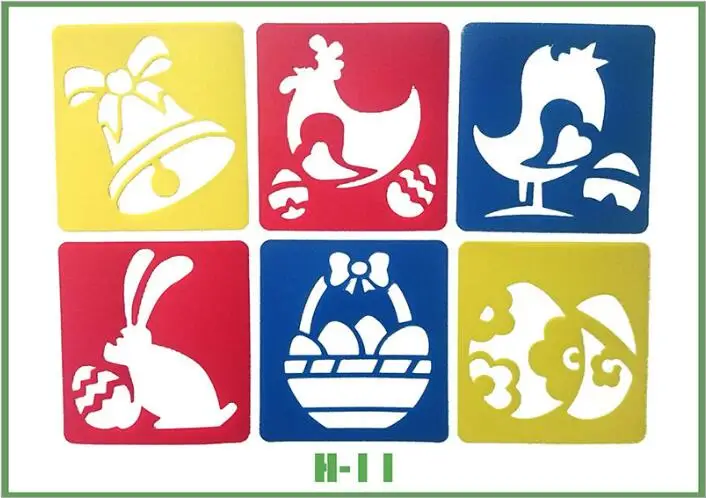 6-teiliges Set aus Plastik-Zeichenschablonen für Kinder – H 11 Egg