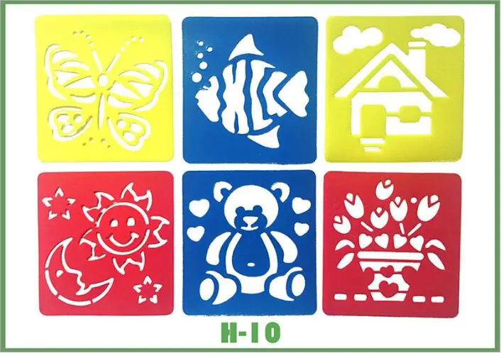 6-teiliges Set aus Plastik-Zeichenschablonen für Kinder – H 10 Bear