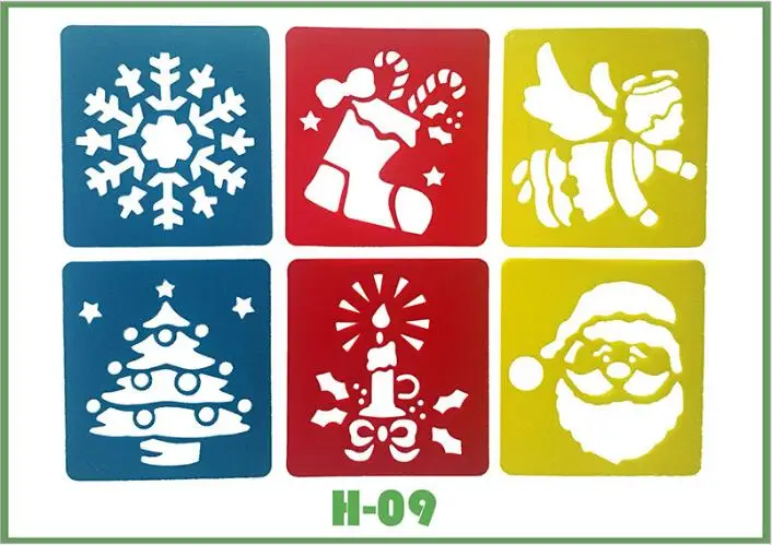 6-teiliges Set aus Plastik-Zeichenschablonen für Kinder – H 09 Snowflake