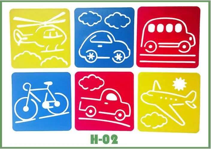 6-teiliges Set aus Plastik-Zeichenschablonen für Kinder – H 02 Car