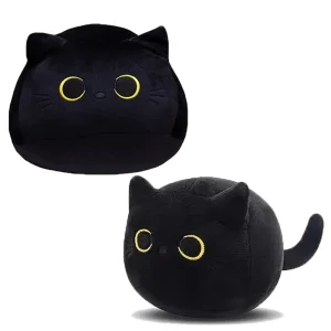 Fluffige schwarze Katzen Plüschspielzeuge für Kinder, 15cm und 25cm